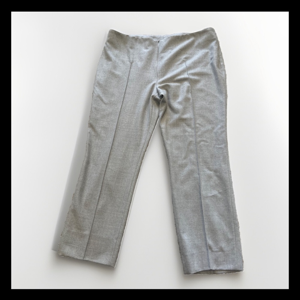 Akris Wool Trouser Pants Womens 14 Gray Slacks Flat Front Front Zipper wool